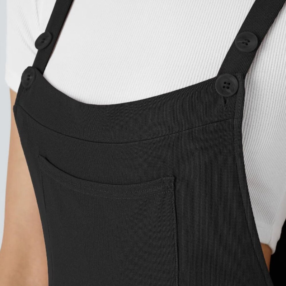 NWOT Halara Pocket Waffle Casual Overals - Size Medium Tall - Color - Black - Picture 6 of 10